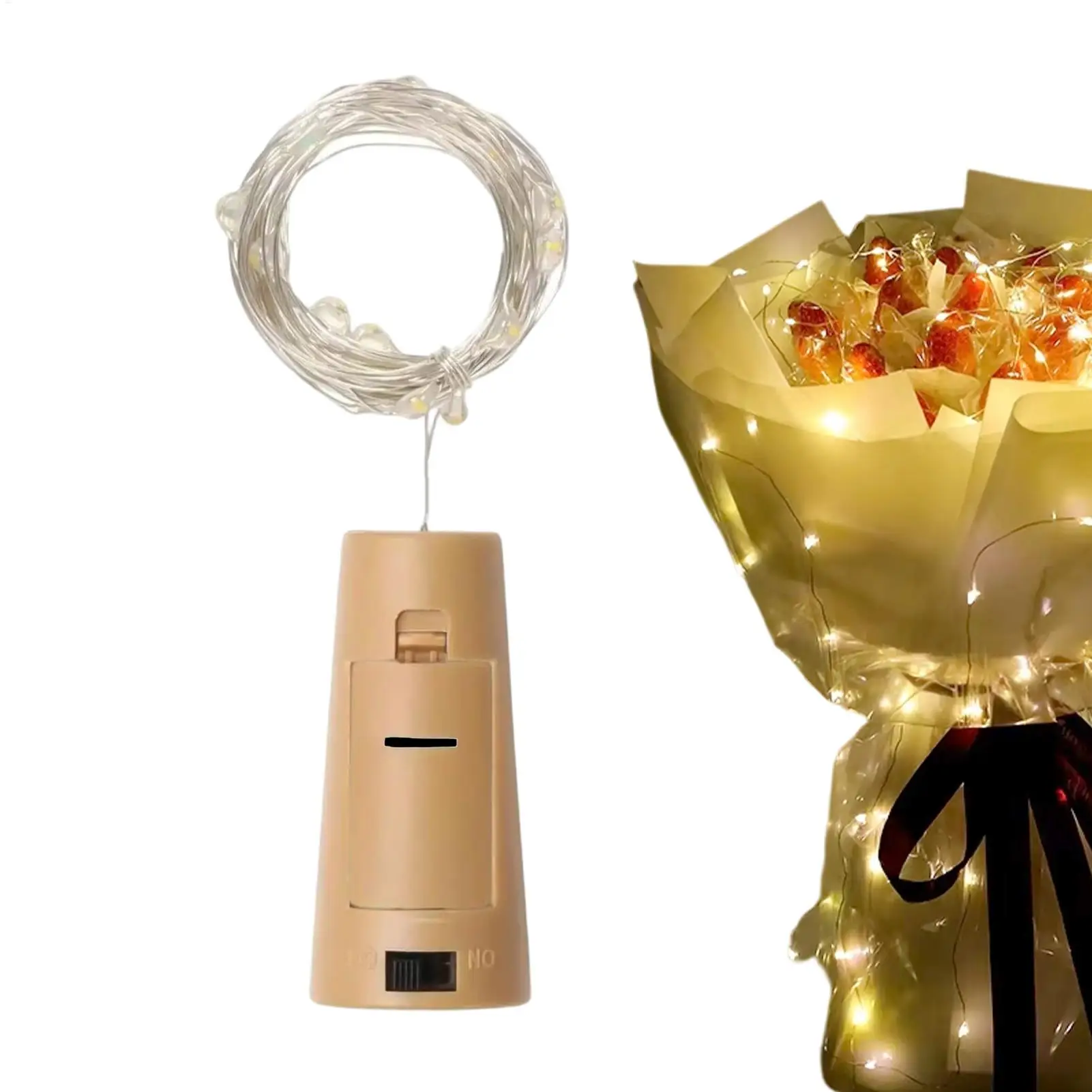 سلسلة أضواء 20-LED زجاجة النبيذ الفلين الإضاءة 6.56FT سلسلة أضواء الزفاف الصغيرة لحفل زفاف مهرجان عيد ميلاد الجدول