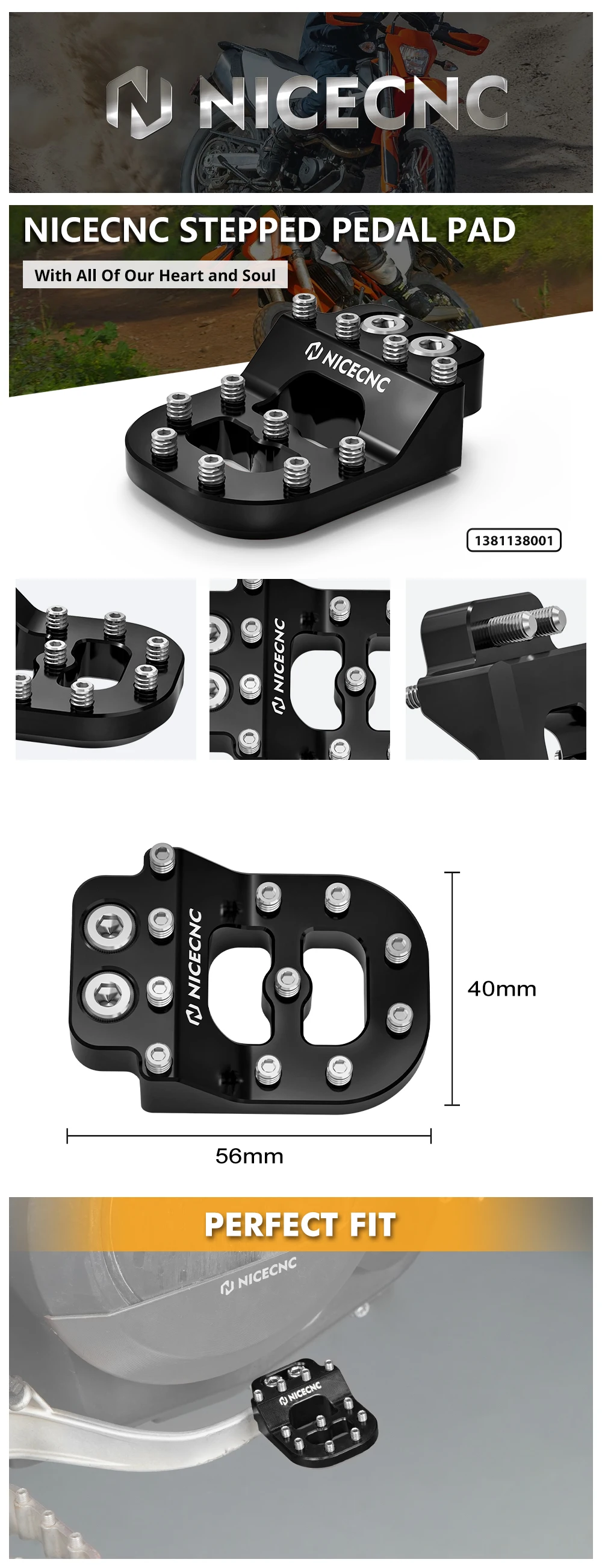 Abgestuftes Bremspedal-Spitzenpolster für Husqvarna 701 Beta RR/RR S KTM SX/SXF 390/790/890/1050/1190/1290/1090 Adventure/R Sherco SEF – Detail 9