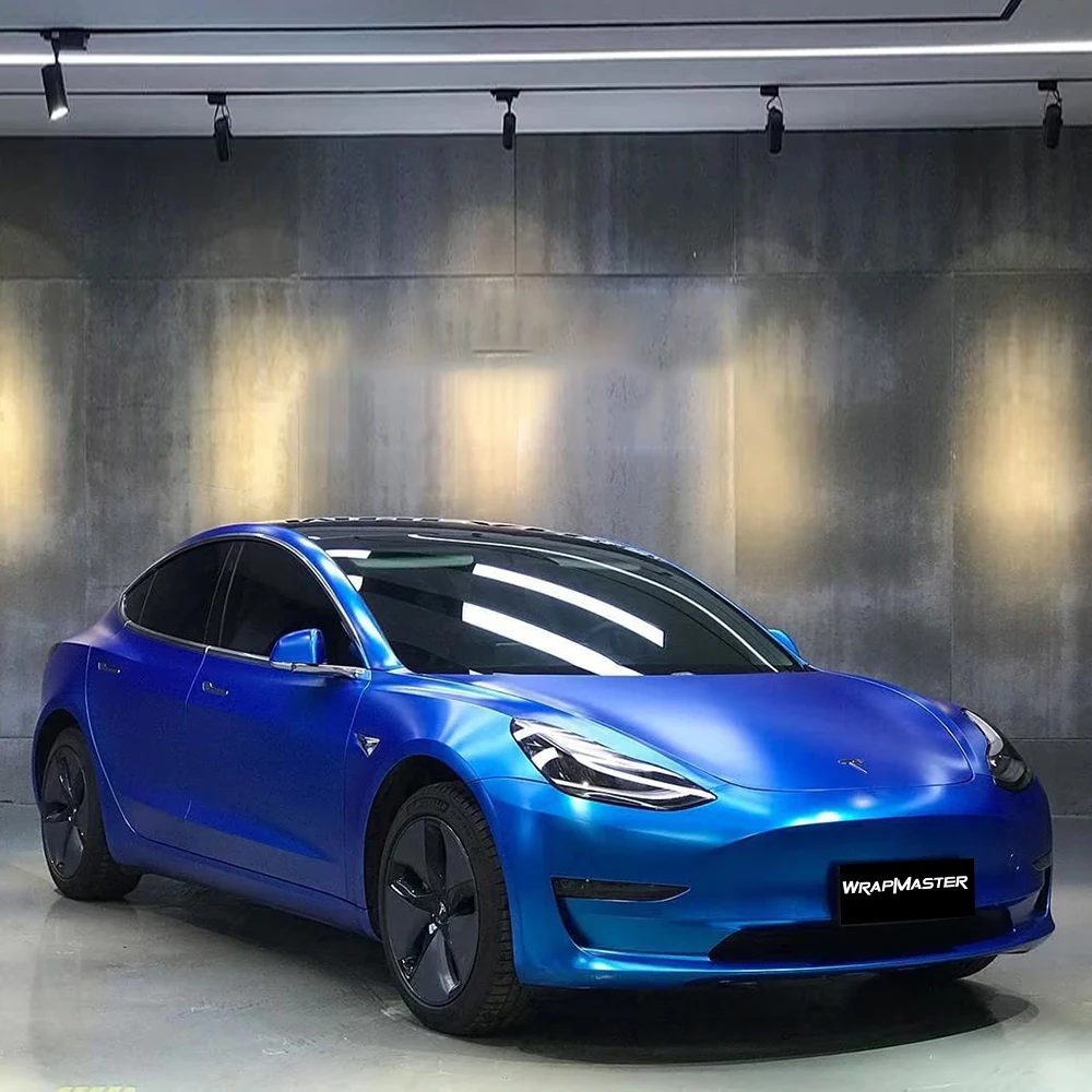 

Атласная синяя автомобильная пленка, металлическая виниловая автомобильная пленка, матовый металл