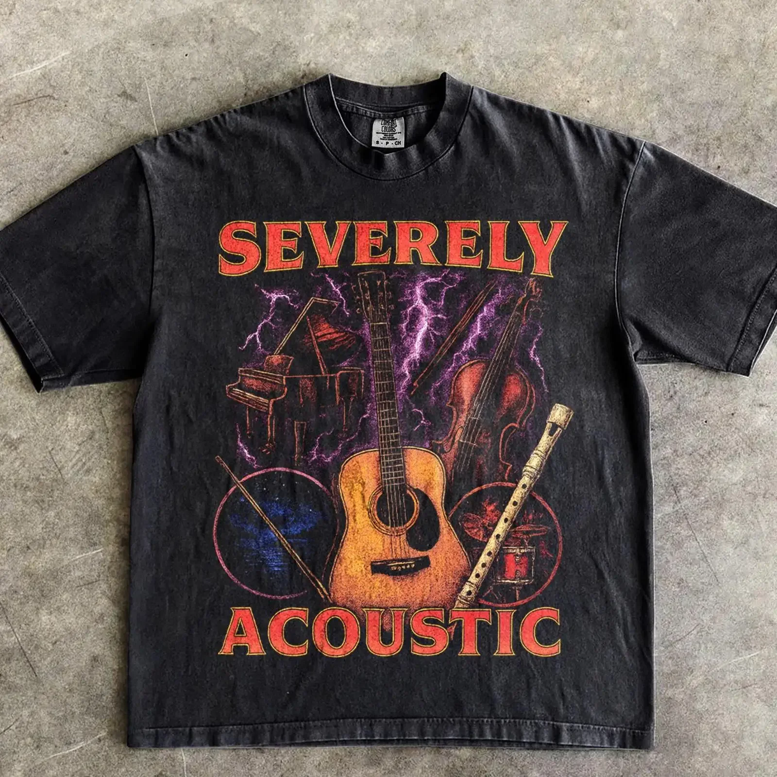 Severely Acoustic Vintage Band T Shirt Funny Musician Meme Unhinged Gen Z Humor  vintage Washed designer clothes Casual