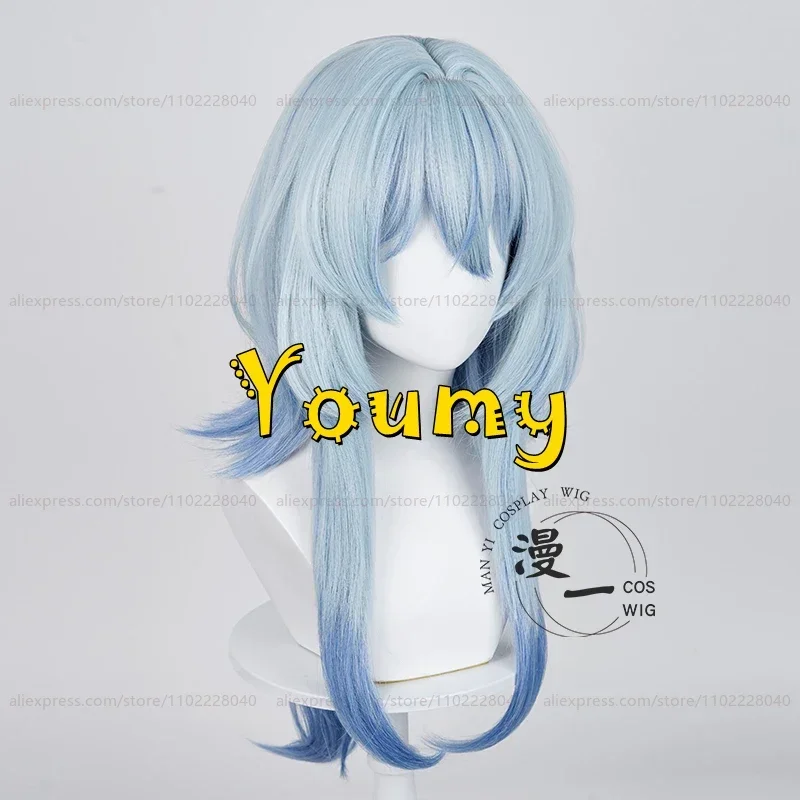 Wig The Shorekeeper Rambut Panjang 74Cm Wig Gradien Biru Cosplay Anime Wig Sintetis Tahan Panas untuk Wanita Dewasa Pesta Permainan Peran