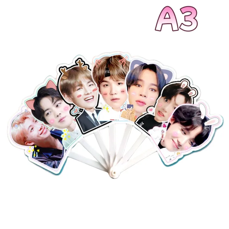 Kawaii BT21 Characters Hand Fold Fan Handmade Craft Gifts Seven Fold Fan Collect Fans Gifts