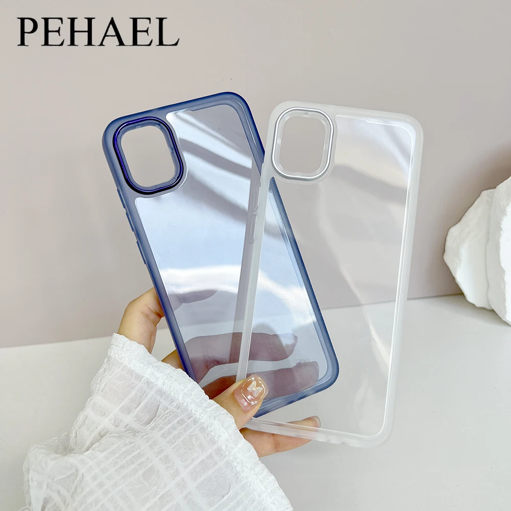 PEHAEL Metal Camera Protective Soft Case for Samsung J7PRIME S10 PLUS S20 FE S21 S22 ULTRA 5G Fashionable Transparent Phone Case