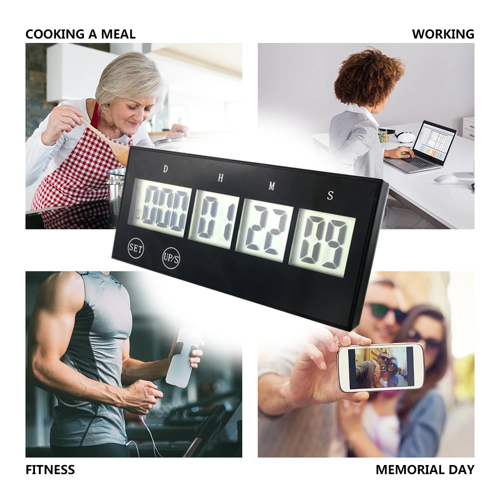 999 Days Count Down Timer Touch Screen Keys Electronic Digital Cooking Timer Lightweight Durable Reusable for Home Learning Work