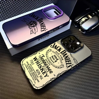 Fashion J-JACK D-DANIELS Phone Case For iPhone 16 15 14 13 12 11 Pro Max Black Matte Multicolor Laser Metallic Aurora Cover