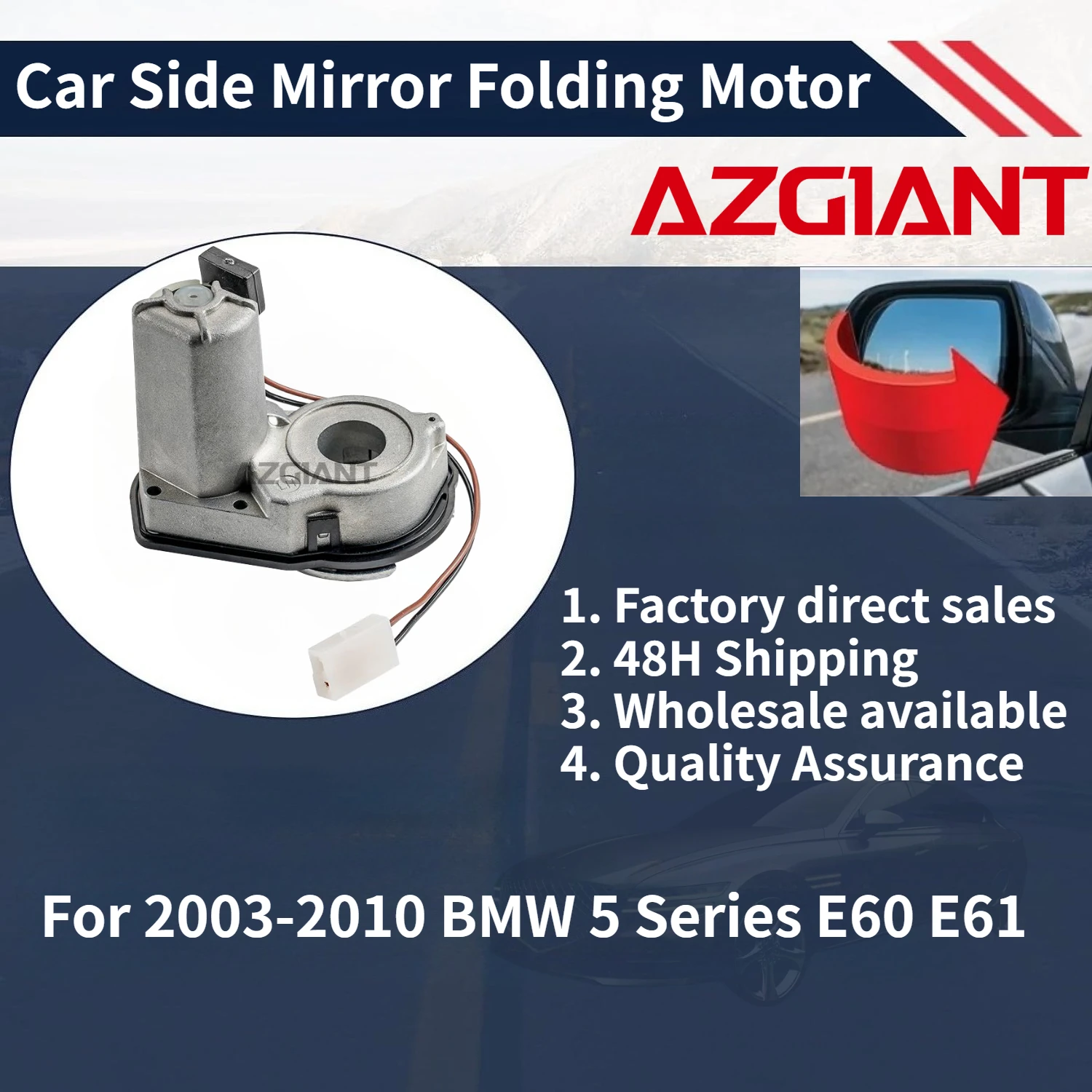 

For 2003-2010 BMW 5 Series E60 E61 Azgiant Car rearview mirror electric folding motor module Auto Accessories 100% compatible