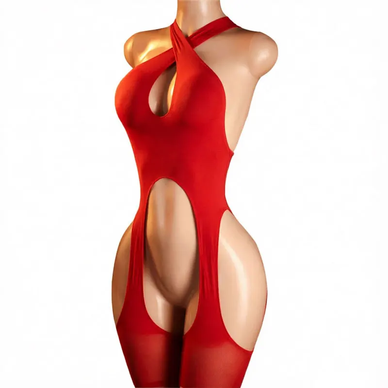 Cross Neck Sexy Lingerie For Women Bodystockings Intimate Catsuit Wedding Nightgown Adult Bodysuit