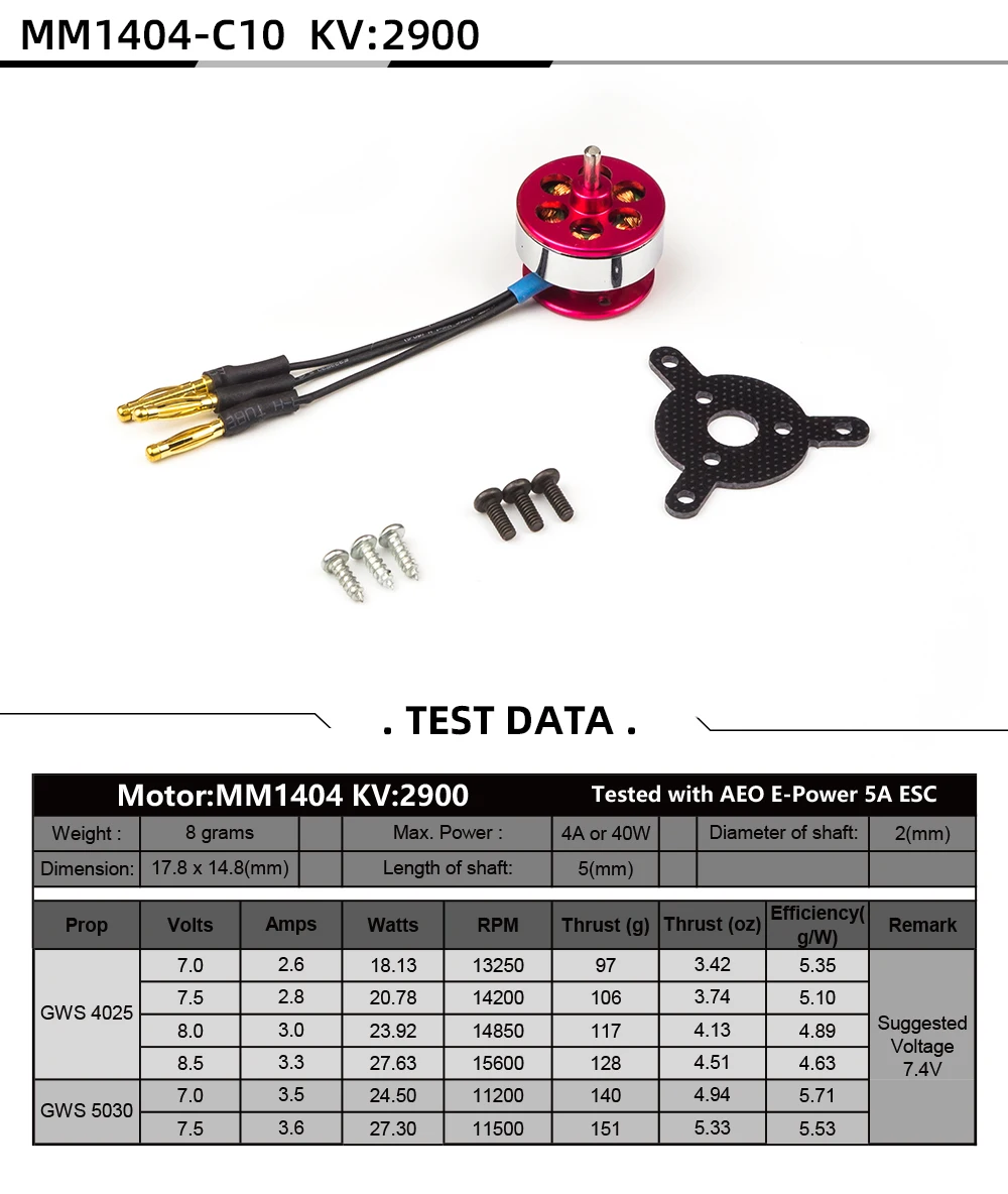 RC Brushless Motor C10 1404 2900KV 2.0mm Shaft Outrunner Brushless Motor for RC Airplane Model Plane Multicopter Helicopter