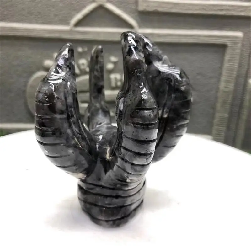 

Natural Black Larvikite Dragon's Claw Crystal Carving Reiki Statues As Halloween Ornaments Gifts Or Home Decoration 10x8x7CM