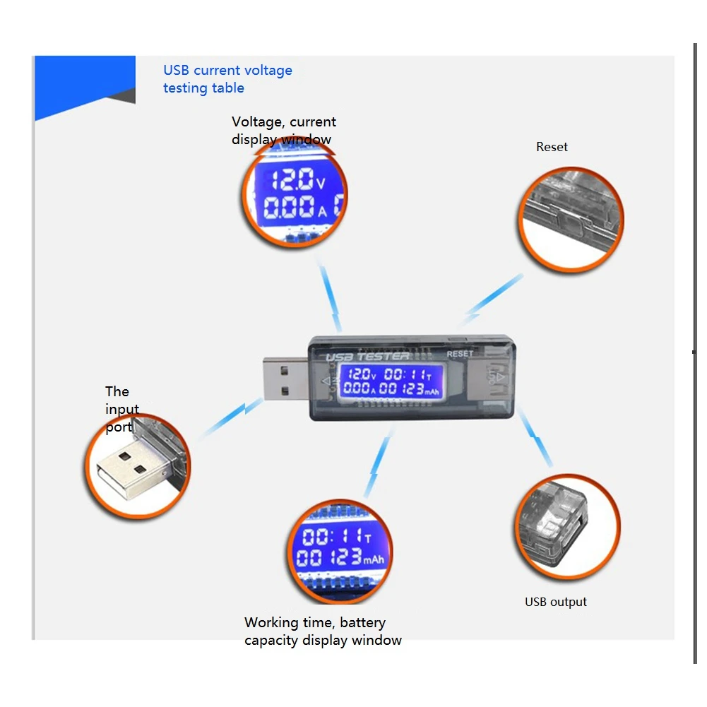 USB QC2.0 3.0 Current and Voltage Charger Capacity Tester USB 3-20V Charger Powers Meter Voltmeter