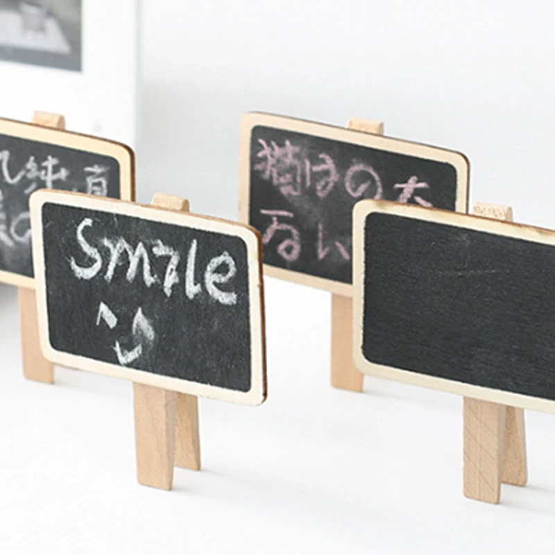 Creative Small Blackboard Design Square Blackboard Clip Wooden Message Board Mini Writing Board Bulletin Board Household Groceri