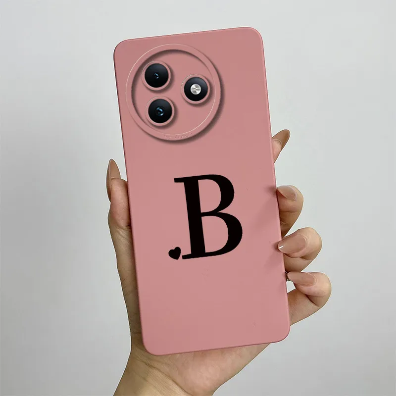 For Itel S24 Case S667LN Shockproof Cover Cute Initial Letters Soft Liquid Silicone Matte Phone Case For ItelS24 2024 S 24 Funda