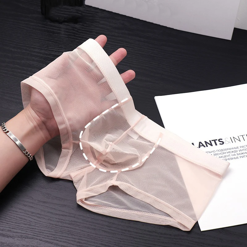 

Мужское нижнее белье из ледяного шелка, тонкие прозрачные брюки с четырьмя углами, невидимые дышащие сексуальные шорты-боксеры