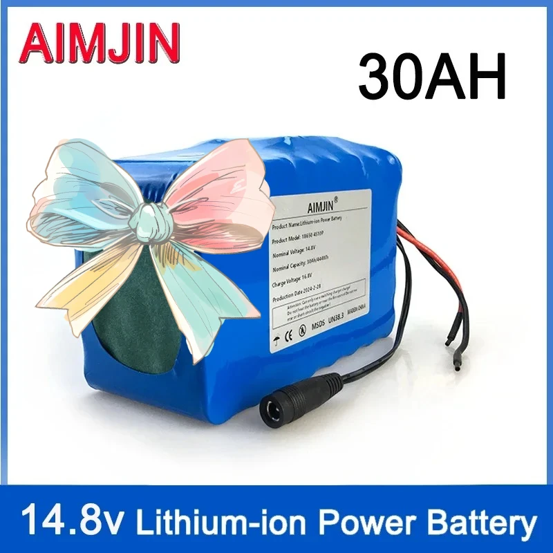 4S10P 14.8V 30Ah 444Watt 18650 Lithium Battery Pack with BMS for Inverter Smart Robot High-power Equipment Etc+16.8V charger
