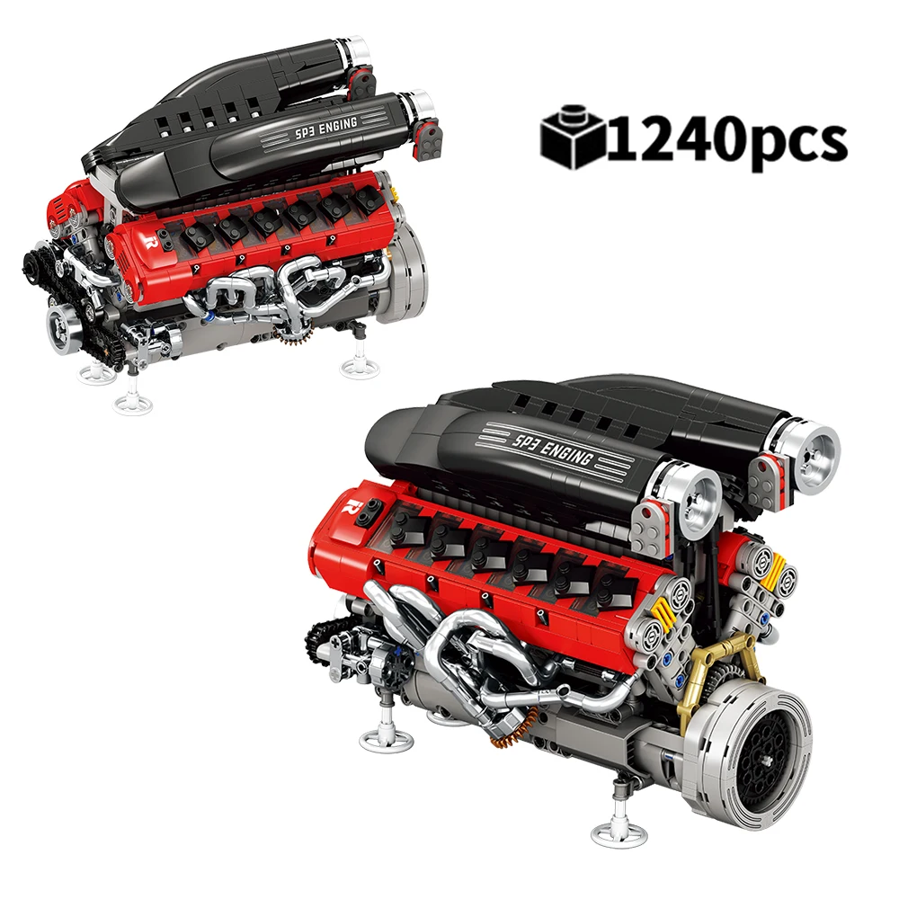 

SP3 Mechanical Engine Power Motor Building Blocks Model Technical DIY Toy Desktop 3D Set MOC Assembly Bricks Festival Gift