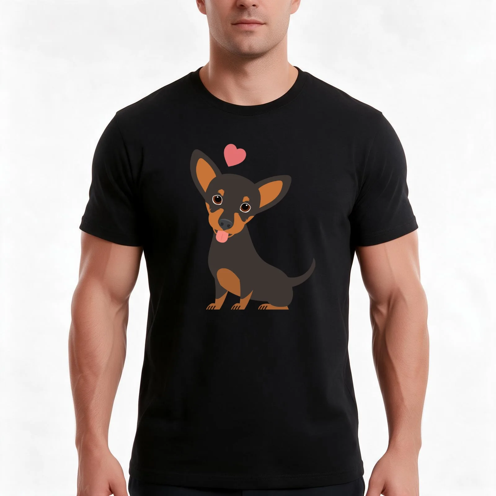 LOVE Black and Tan Chiweenie dachshund chihuahua mix T-Shirt, Summer Casual Cotton Tee, Oversized Streetwear Tops, 100% Cotton