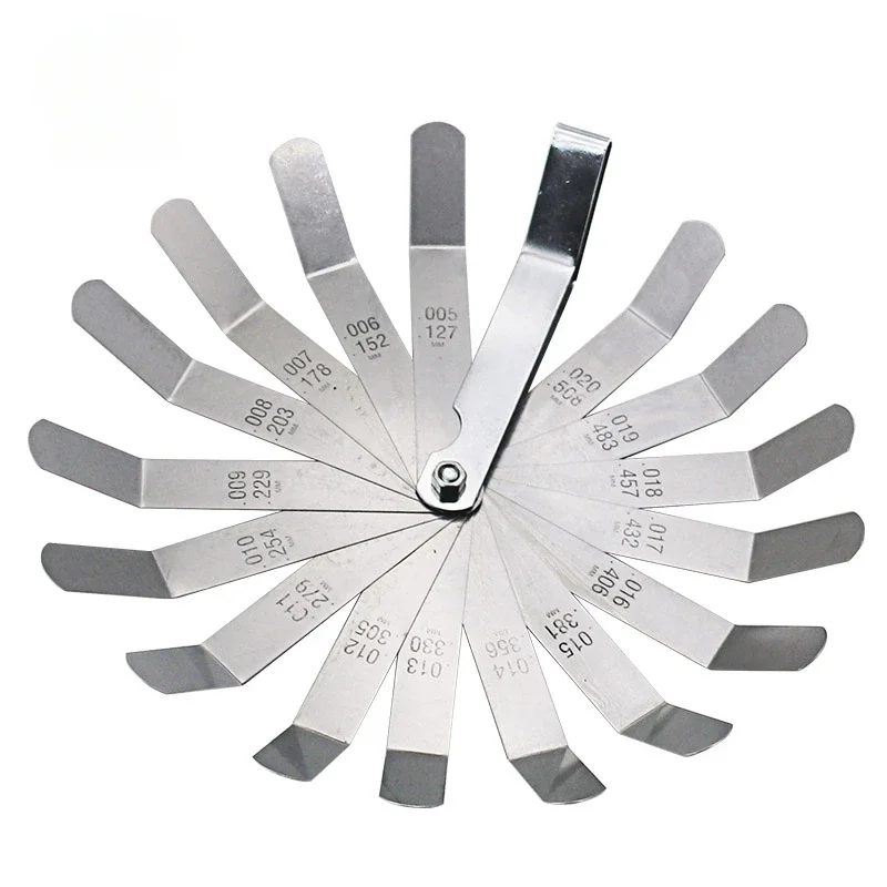 100A16 0.05 - 1mm Thickness Curved Stainless Steel Metric Filler Feeler Gauge with 16pcs Blades for Woodworking Measurement