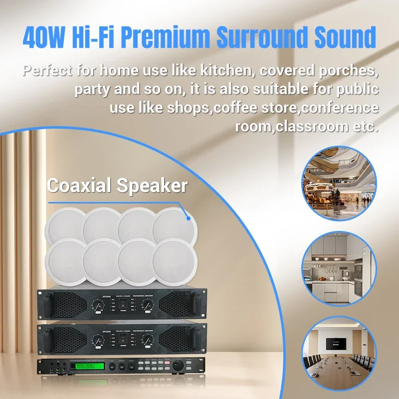 

803 4 Inch 8*60W High Fidelity Powerful BT Wireless Ceiling Speaker Sets Sound System For Church Speaker