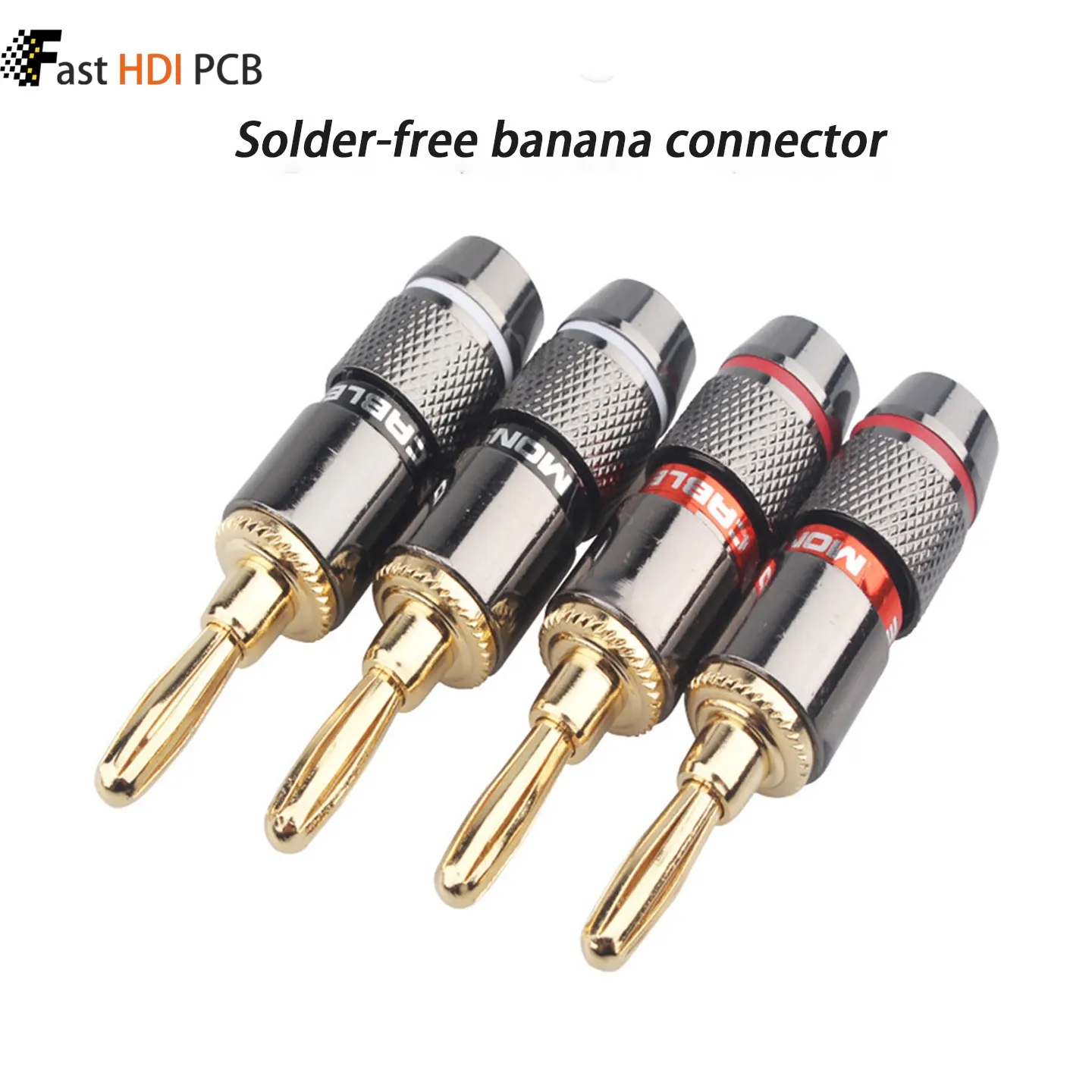

Gold Plated Solderless Banana Plug Self-Locking 6mm Cable Input for Speaker Amplifier Audio Connectors Receiver Binding Post