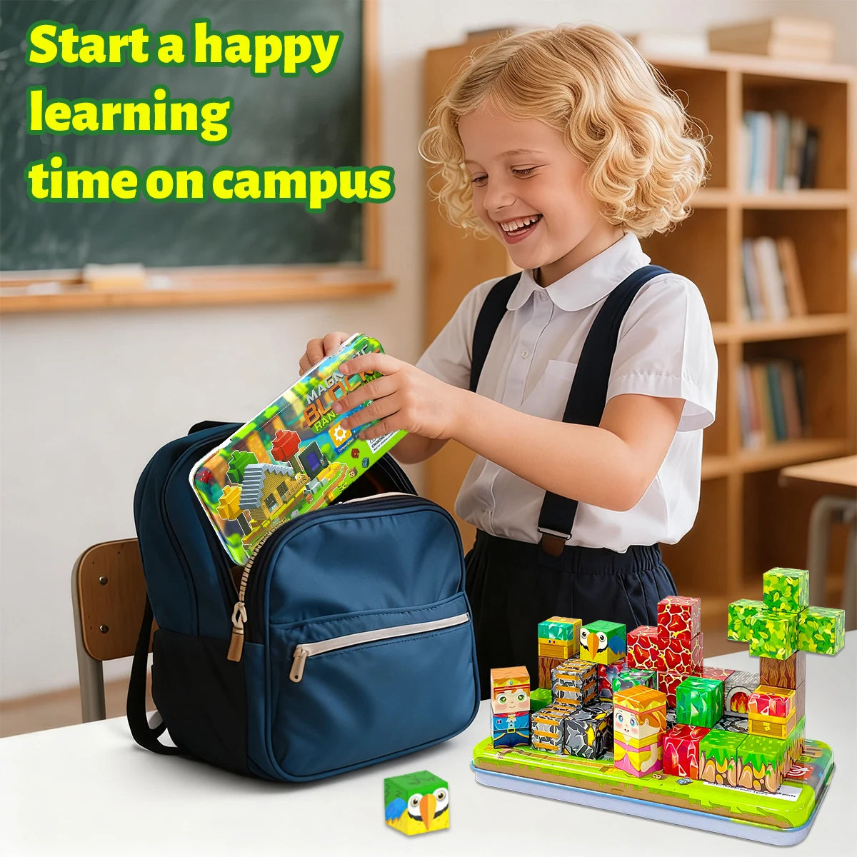 35개 자석 블록 장난감 세트 STEM 교육용 자석 장난감 아이들 선물 철제 상자 여러 테마 포함