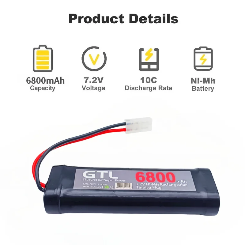 Nimh-rc車,トラック,バギー,ボート,タンク,バッテリー,7.2v,6800mah,タミヤコネクタ用のバッテリーパック,新品