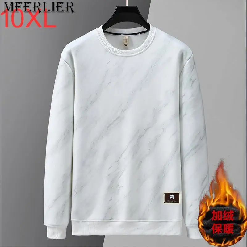 

Winter men's plush thickened warm casual big size versatile O neck trendy brand sweater 170kg 8XL 9XL 10XL men clothing