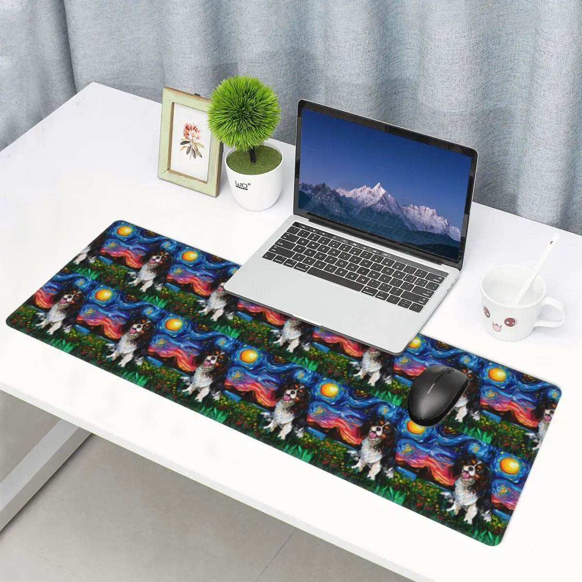 Alfombrilla de Ratón Grande Tricolor Cavalier King Charles Spaniel para Gamers Nocturnos, Alfombrilla para PC, Portátil, Teclado, Alfombra para Escritorio de Juegos de Computadora