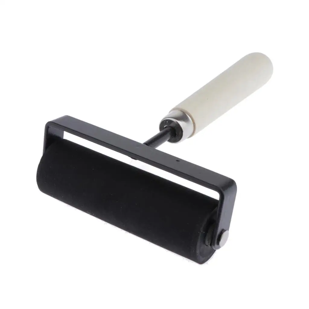 Soft Rubber Brayer Durometer Roller W/ Heavy Duty Frame Rubber Glue Roller for