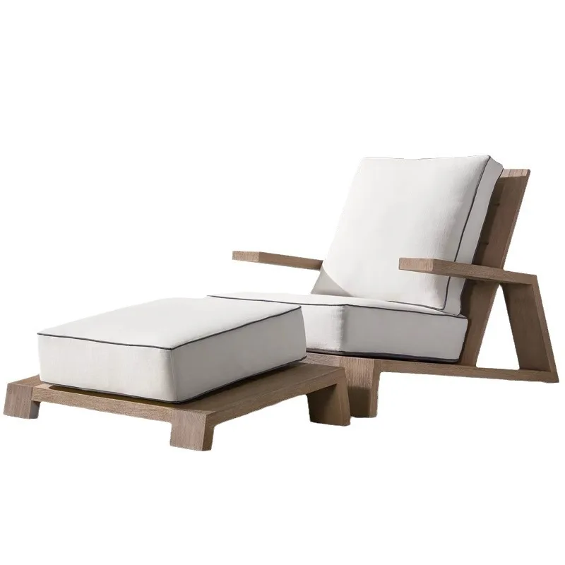 

Nordic outdoor teak sofa sunscreen waterproof inclined coffee table combination with foot pedal anti-corrosion outdoor sofa