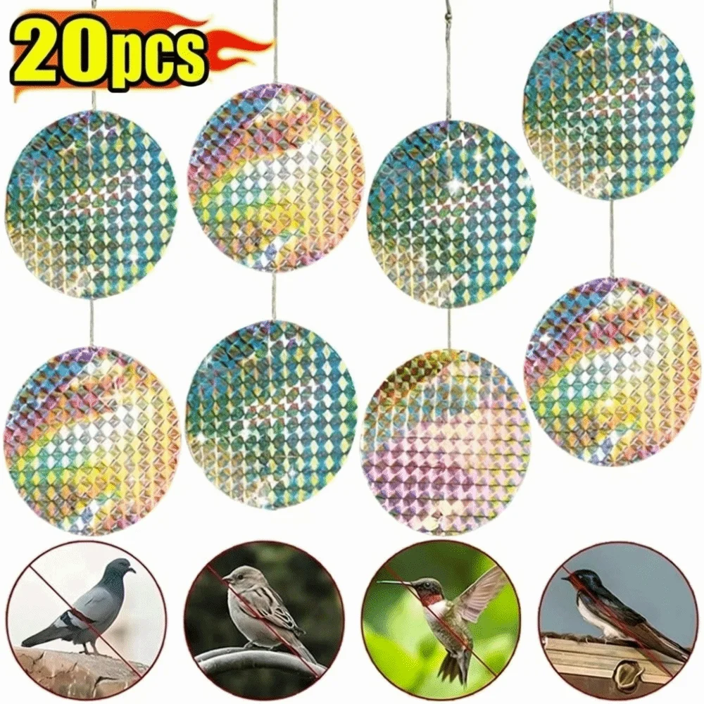 20pcs Garden Bird Control Bird Repellent Sticker Round Shape Laser Flash Reflective Sticker Reflective Anti Bird Scare Tape