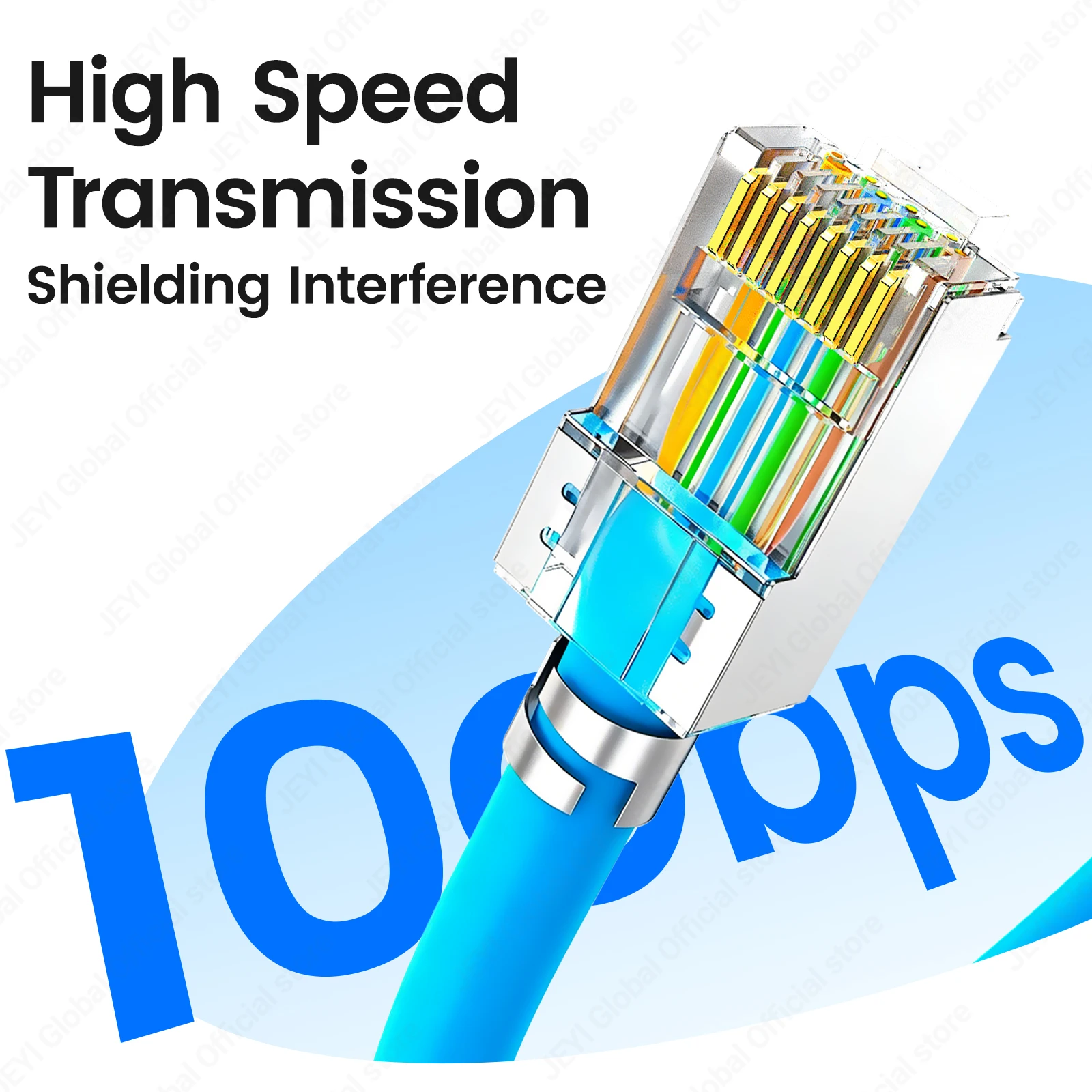 JEYI 100PCS Shielded RJ45 Cat7 Pass Through connectors 8P8C Gold Plated 2-Pc Pass Through Modular Data Plug Network Modular Plug
