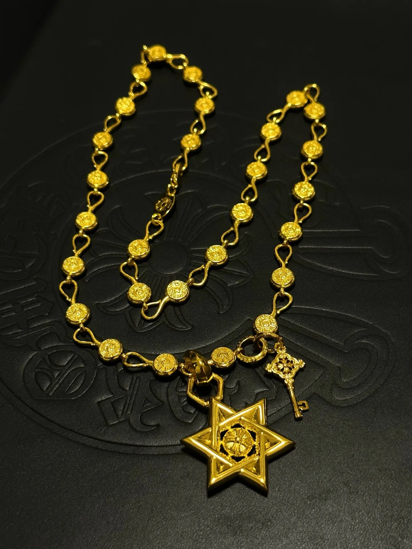 CH Cross Hexagram Necklace 925 Sterling Silver High Edition Vintage Personality Premium Sweater Chain Trend