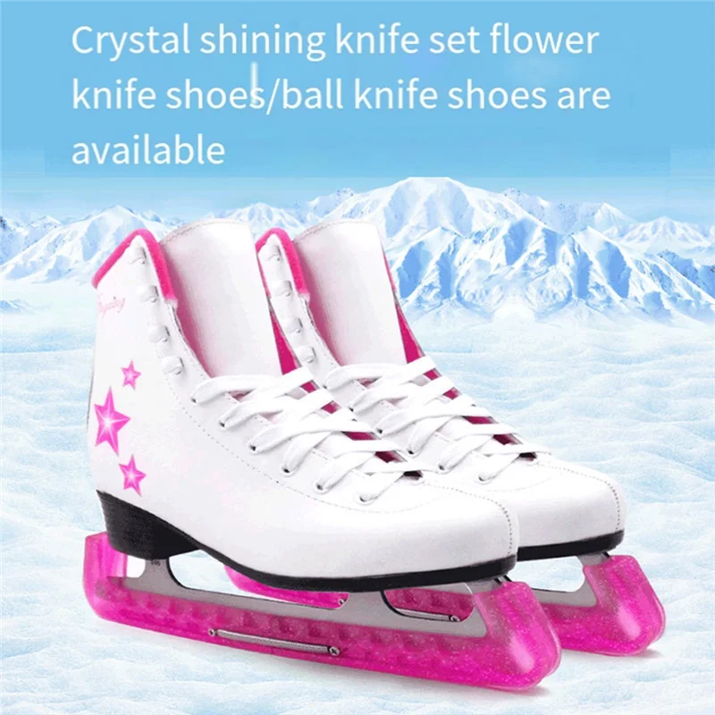 AED2-1 زوج من البلاستيك الناعم لهوكي الجليد على شكل شفرة تزلج غطاء حماية حامي تزلج على الجليد عداء الحرس للنساء والأطفال #5