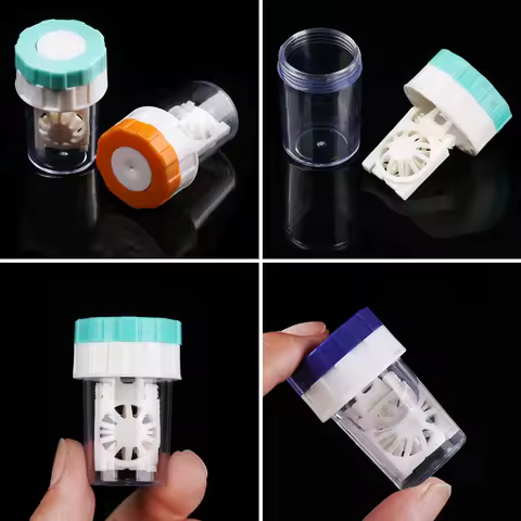 New Fashion Rotatable Candy Color Contact Lens Case Travel Glasses Lenses Box For Unisex Eyes Care Kit Holder Container