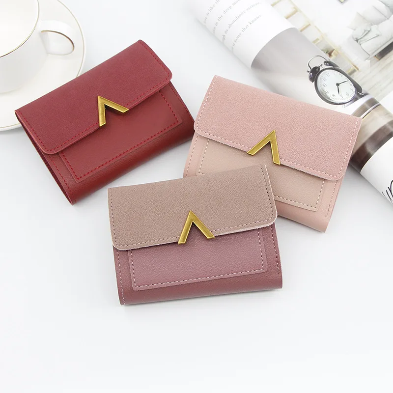 Fashion Accessory PU Wallet Card Holder Tri-Fold Moneybags Multi-card Slot Hasp Closure Coin Purse Women