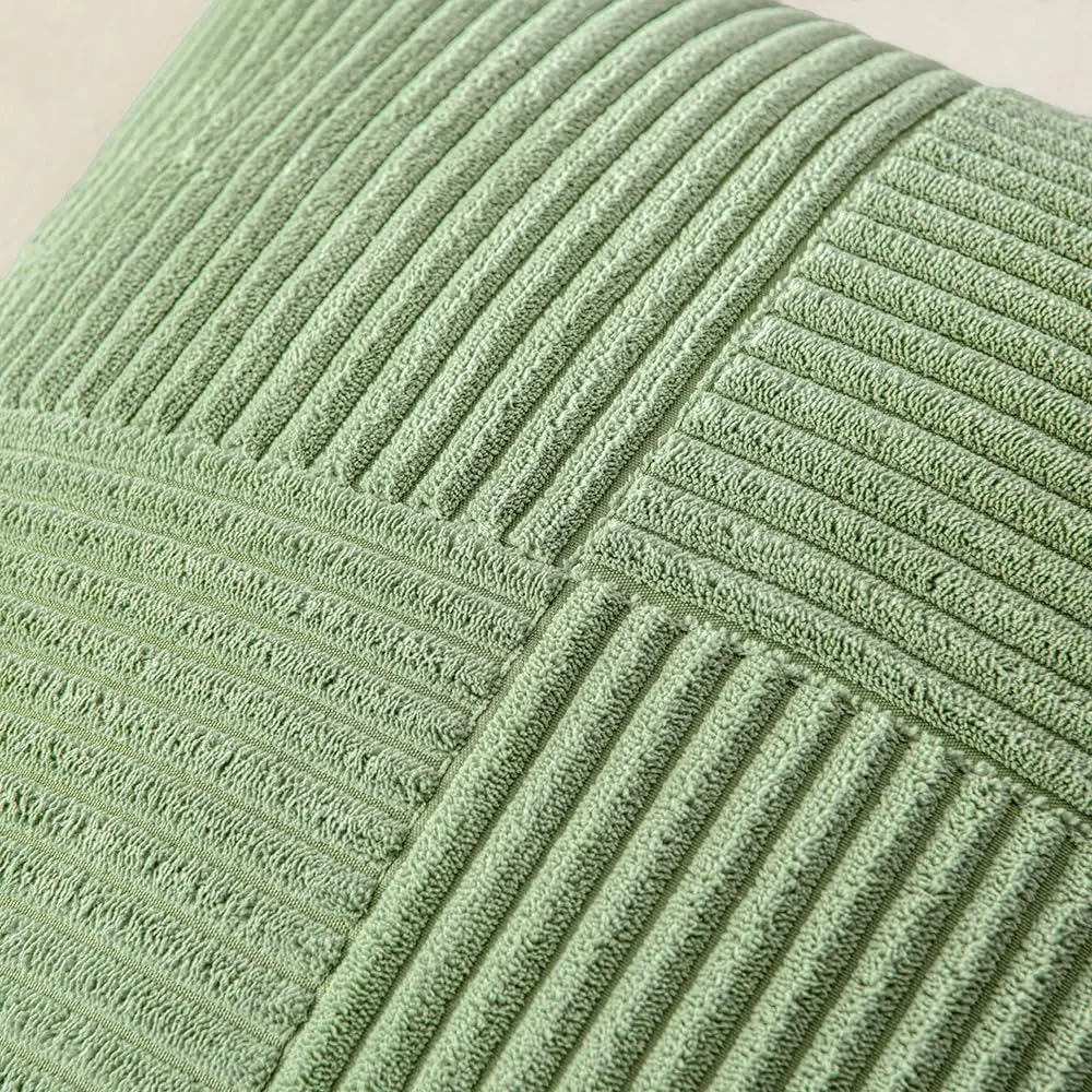 Green Textile Throw Pillow Covers 18x18 Inch for Living Room Couch Bed Sofa Soft Striped Corduroy Square Cushion Case 45x45 Cm