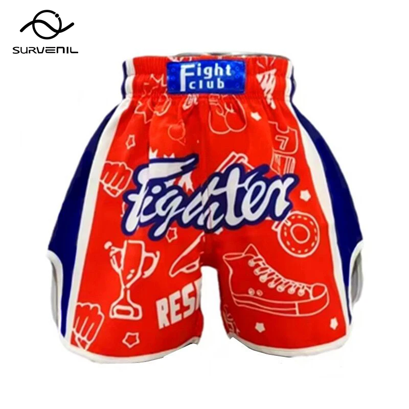 Muay Thai Shorts Men Kids Boxing Shorts Women Embroidery Satin Kickboxing Pants MMA Shorts Sanda Grappling Fight Training Wear