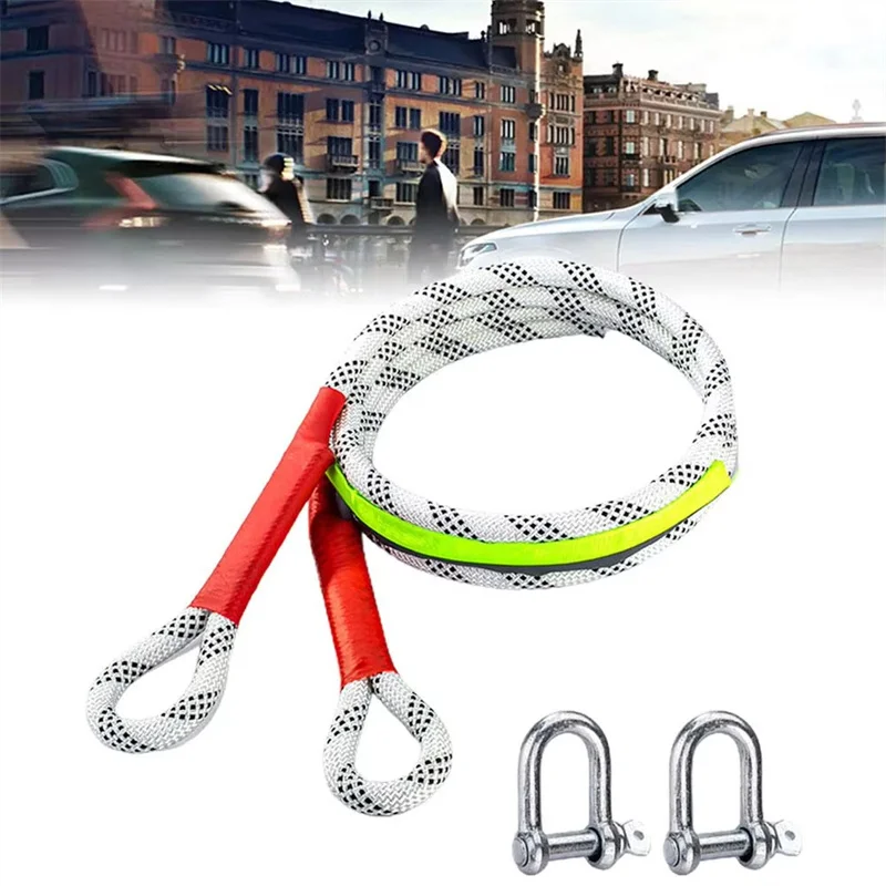 Car Emergency Rescue Rope Portable Tow Rope Thick Elastic Pull Rope Polyester Binding Belt Off-road Vehicle Truck