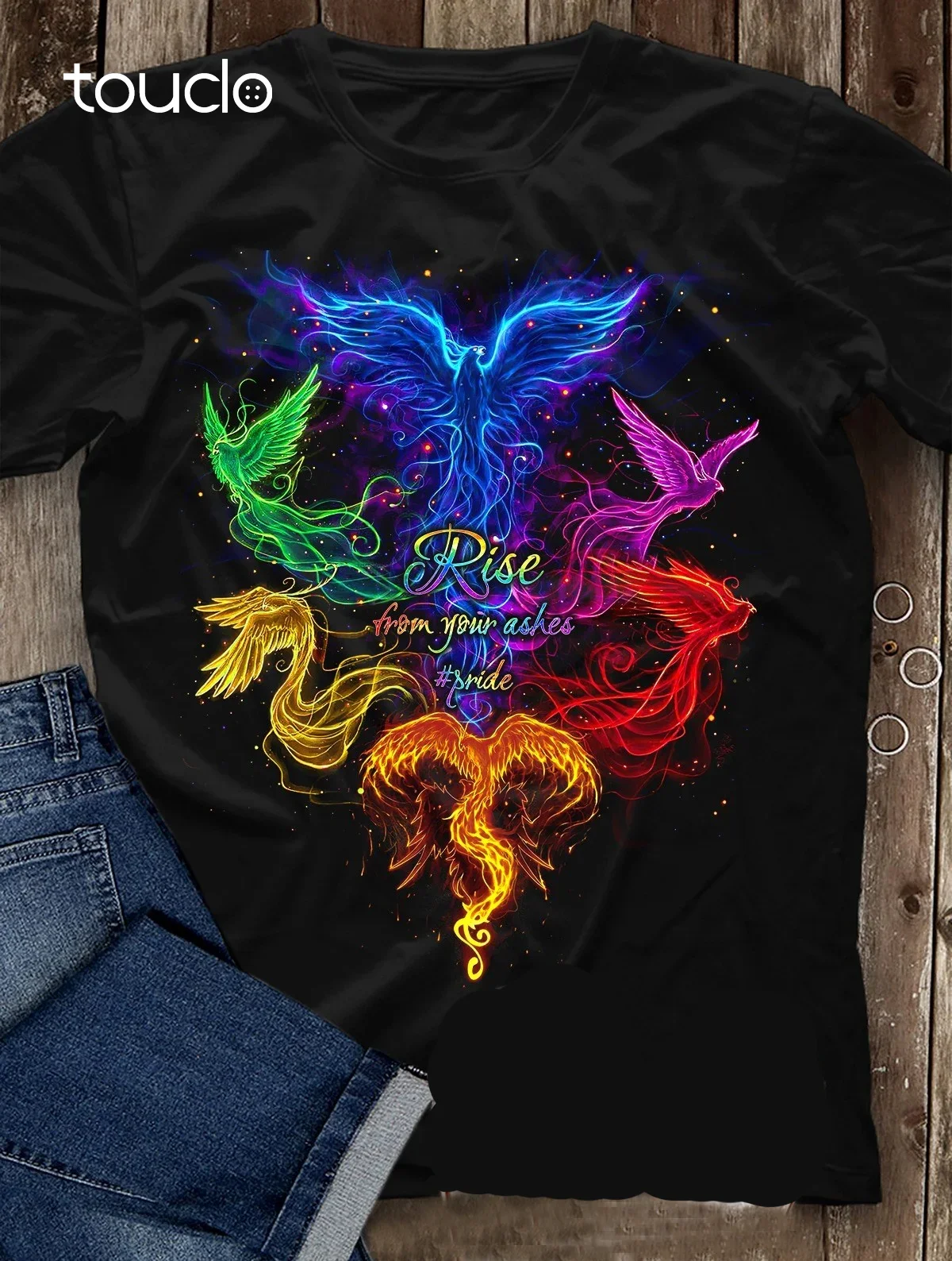 Phoenix Rise From Your Ashes Lgbt Pride Month Men Women T Shirt Cotton Black unisex