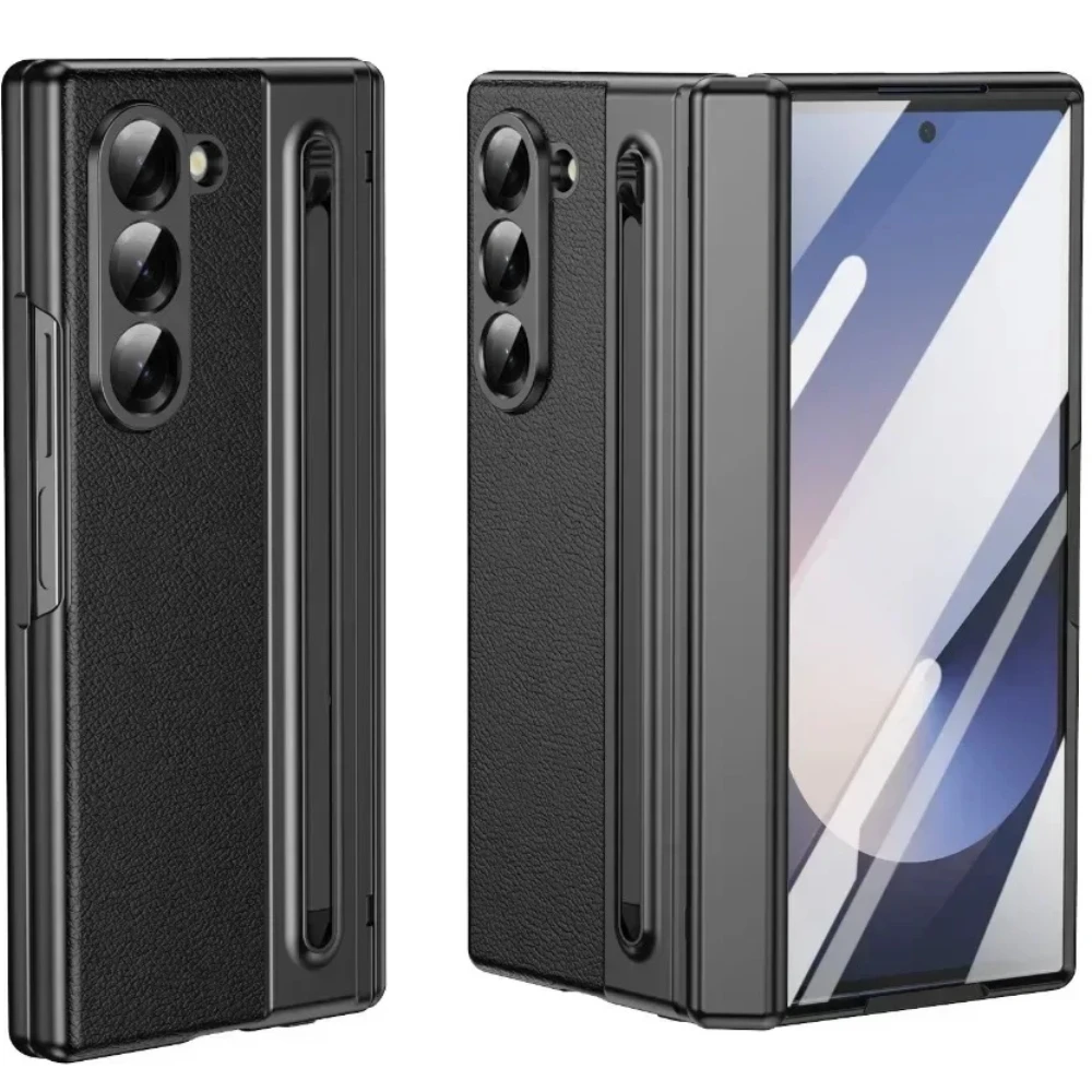 

Для Samsung Galaxy Z Fold 7 6 5 4 3 Жесткий чехол для телефона с защитой от петли, слотом для ручки, стилусом и передней закаленной защитной пленкой