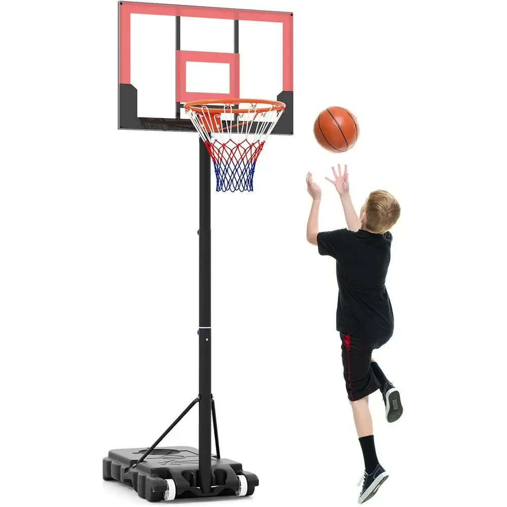 

Portable Adjustable Basketball Goal with Wheels, PC Backboard, Suitable for Kids, Youth & Adults