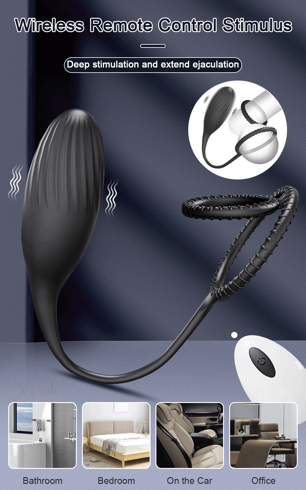 Male 2-in-1 Cock Ring and Anal Butt Plug Vibrator