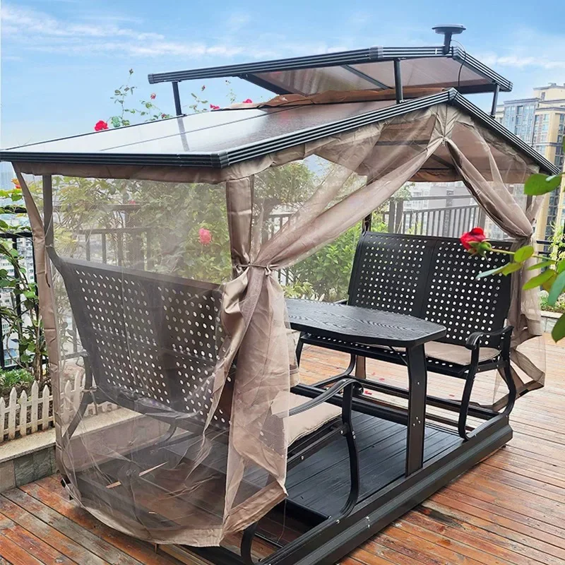 Outdoor aluminum alloy swing rocking chair leisure outdoor shading power hanging chair courtyard multi-person villa garden