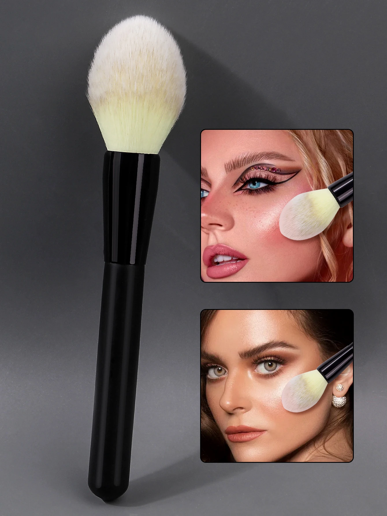 1 Stück Make-up-Pinsel mit Holzgriff und weichen Borsten, multifunktionaler Rougepinsel, loser Puderpinsel und Konturpinsel