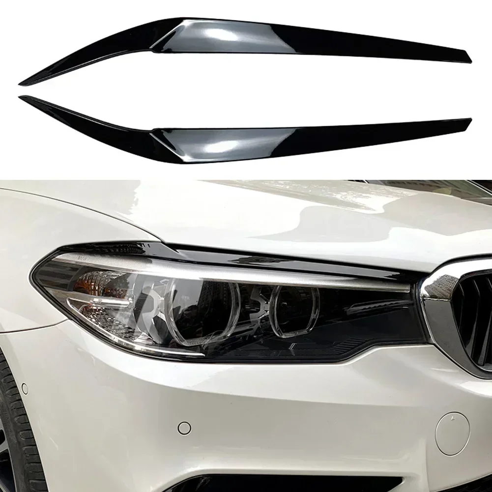 2PCS Headlights Eyebrow Eyelids Trim Cover For BMW 5 Series G30 525i 17-21 Car Styling Exterior Car Stickers Trim