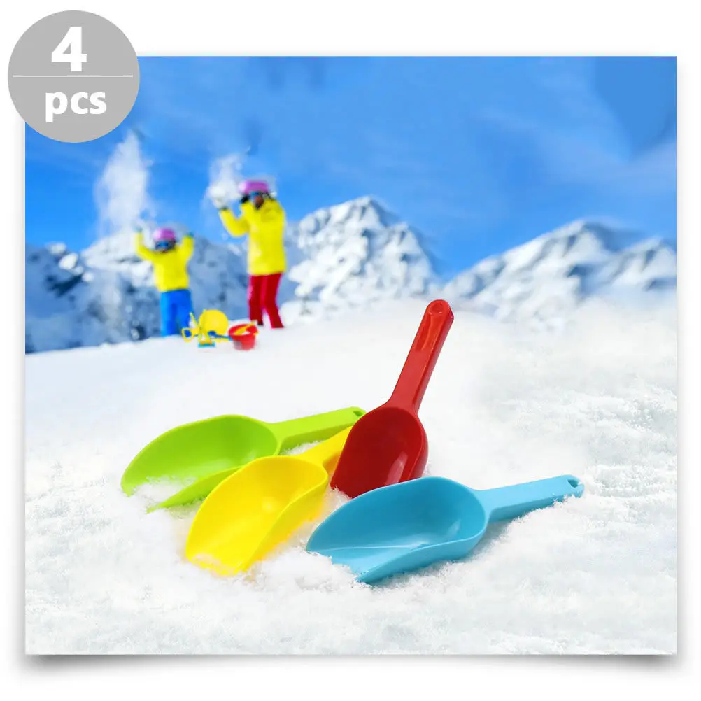 4Pcs Children Beach Shovel Set Strong Lightweight Plastic Flat Head Sand Digging Tools for Outdoor Play Summer Vacation Gift