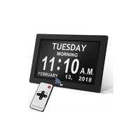 wholesale auto dimming digital day time calendar clock 9 inch with remote control wall mount for elderly