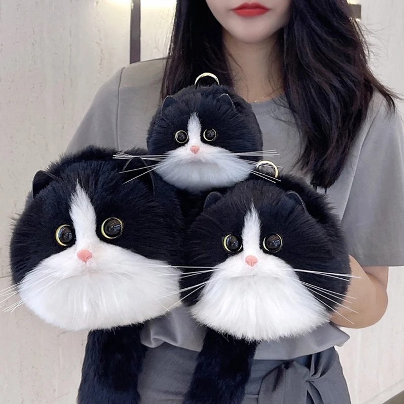 Simple Design Women Soft Plush Cat Shoulder Bags Winter Furry Ladies Clutch Purse Handbag Fashion Female Underarm Bag