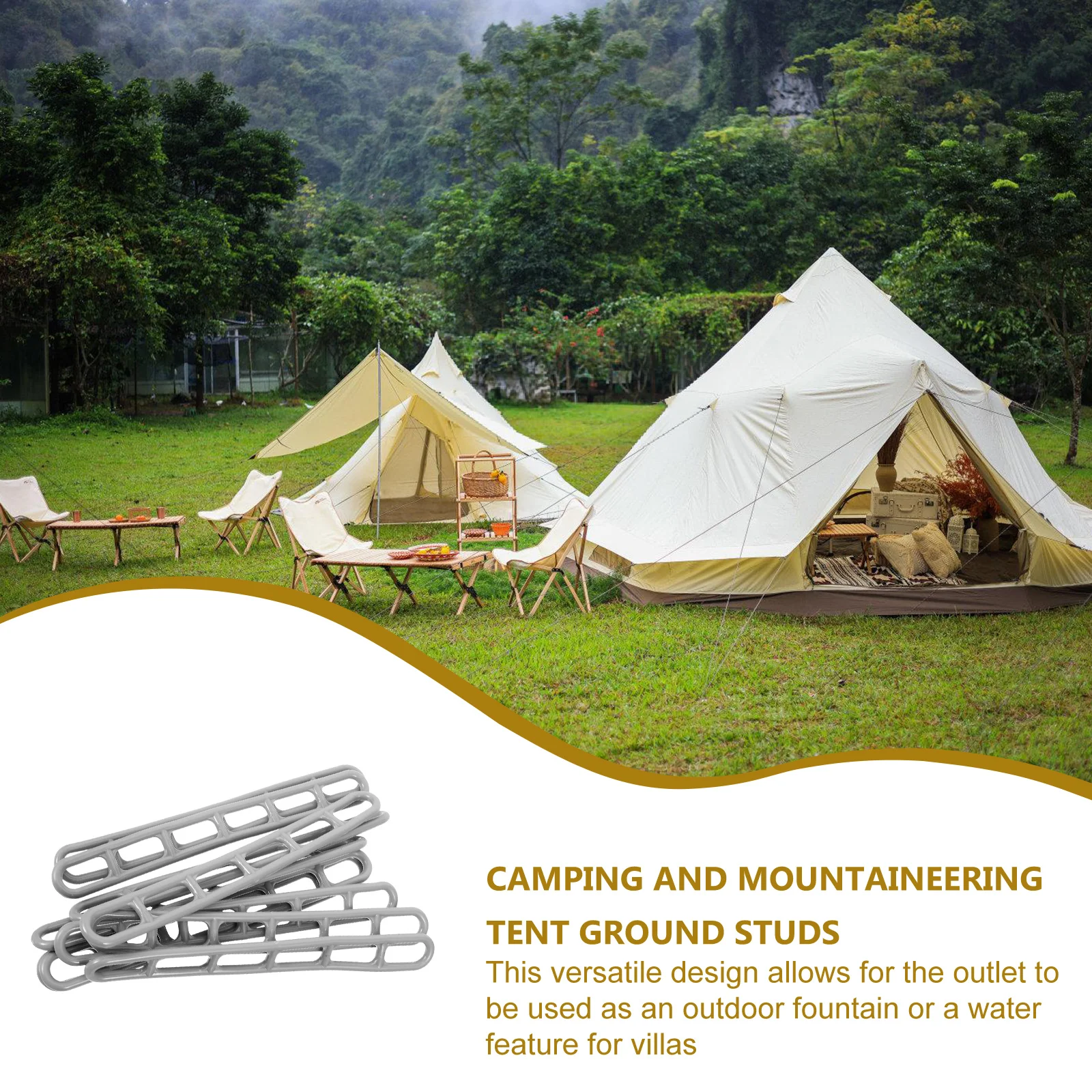 

10Pcs Sturdy Tent Ground Nails Rope Tighteners With Holes For Easy Adjustment Outdoors
