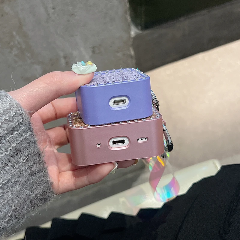 เคสคริสตัลเทียมพร้อมสายรัดข้อมือสำหรับ Apple airpods 2 3 Generation สำหรับ airpods Pro 2ND GEN สำหรับ Air pods